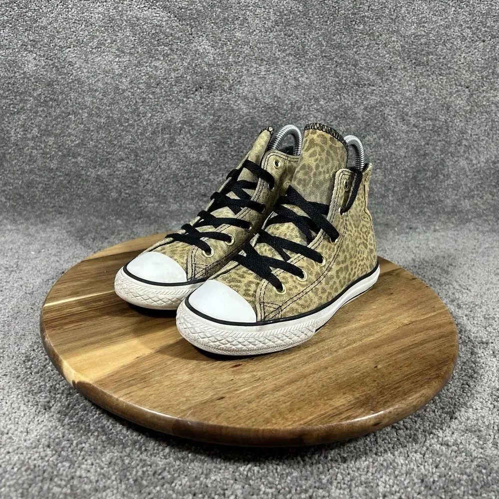 Converse Chuck Taylor All Star High Kids Sz 13 Leopard Print Athletic Shoes Used
